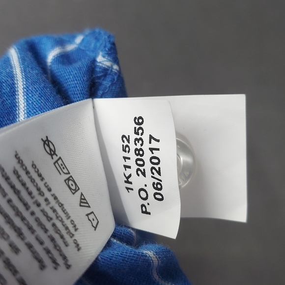 Vineyard Vines Blue White Striped Polo Whale Logo Shirt Two Button Pima Size XL - Picture 9 of 11